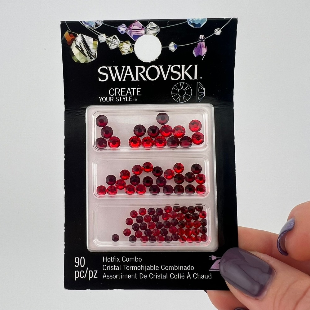Red Siam Hotfix Crystal Combo 90pc Flat Back Rhinestones Nail Art
